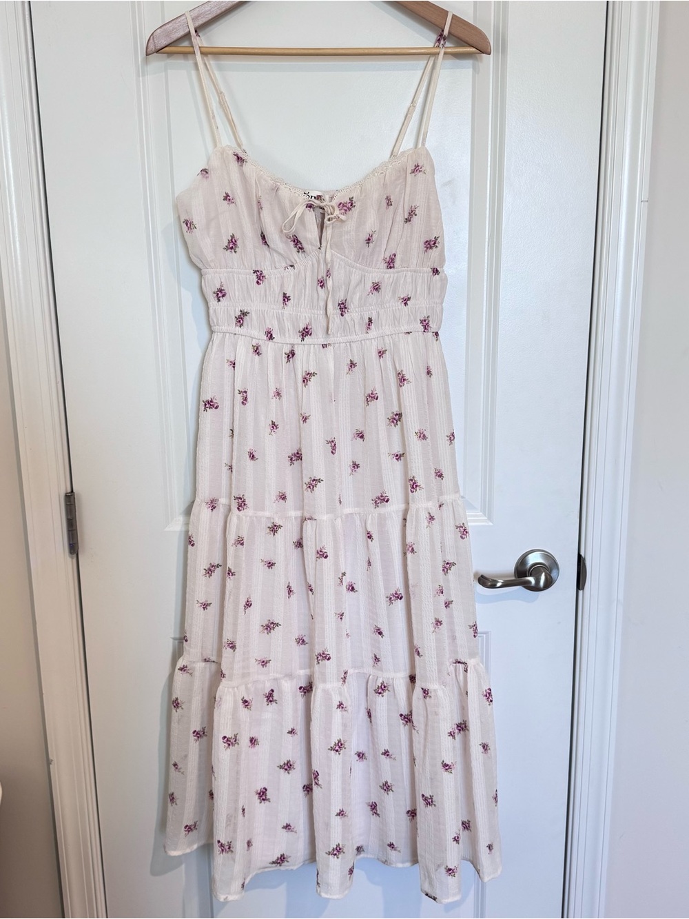 Trixxi Floral Tiered Midi Dress Sz Med Fairy Coquette Cottagecore Milkmaid